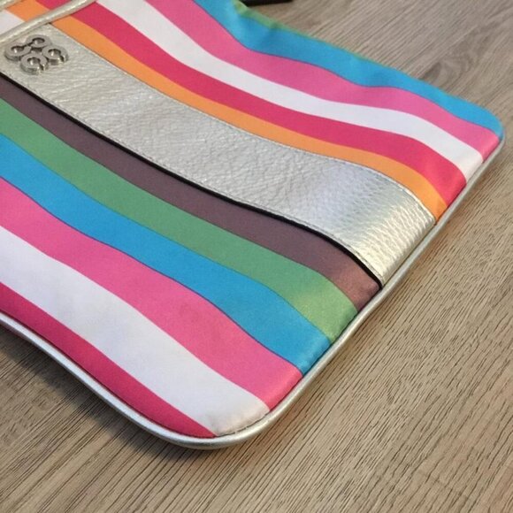 Coach Julia Legacy Multicolor and Gold Striped Crossbody Bag with Gold Coach Tag - Picture 7 of 9